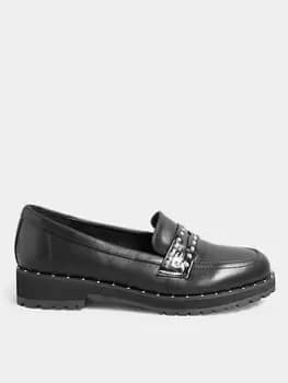 Long Tall Sally Studded Loafer - Plain Black, Size 10, Women
