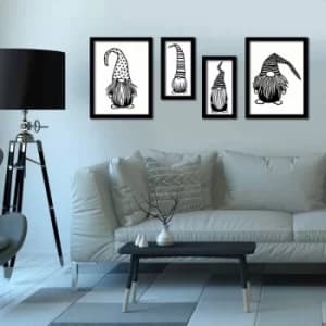 4P3040SCT017 Multicolor Decorative Framed MDF Painting (4 Pieces)