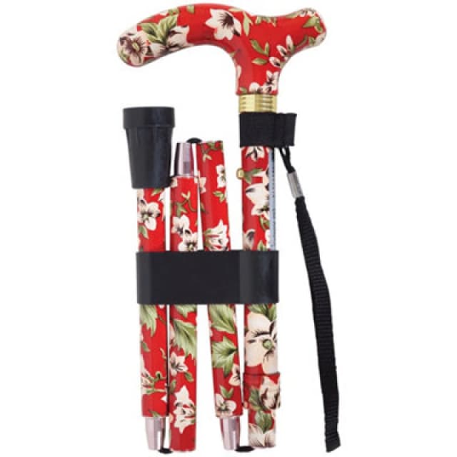 Loops Deluxe Ambidextrous Foldable Walking Cane - 5 Height Settings - Rouge Design Multi