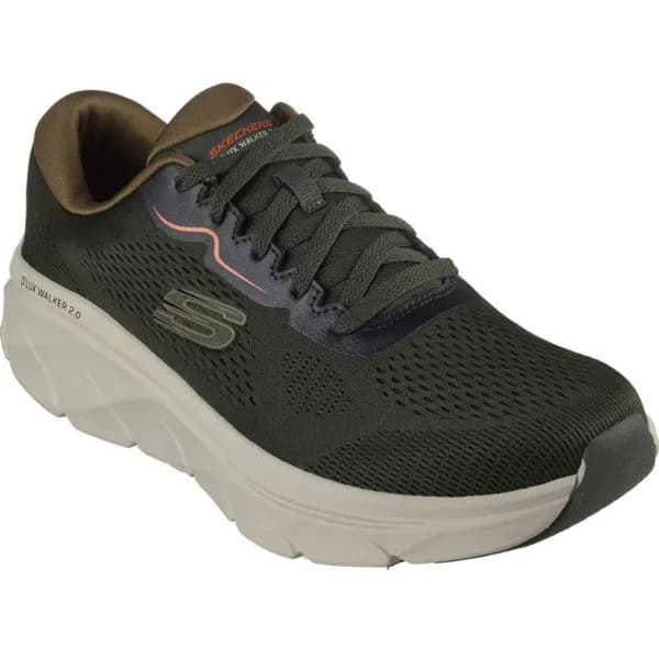 Skechers Mens D'Lux Walker Memory Foam 2.0 Trainers UK Size 12 (EU 47.5) Olive Orange SKE2300-OLOR-12