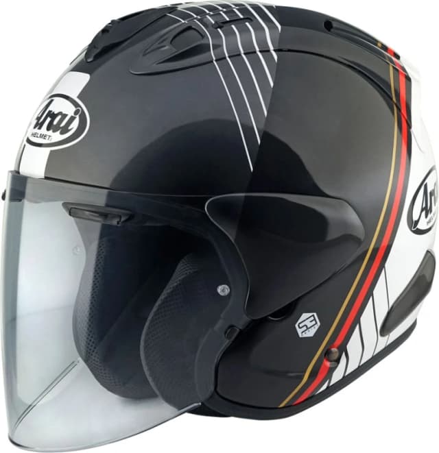 Arai SZ-R EVO Temu Jet Helmet, black-white-red, Size XL for Men