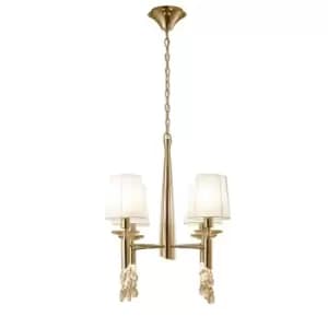 Tiffany Pendant 4+4 Light E14+G9, French Gold With White Shades & Clear Crystal