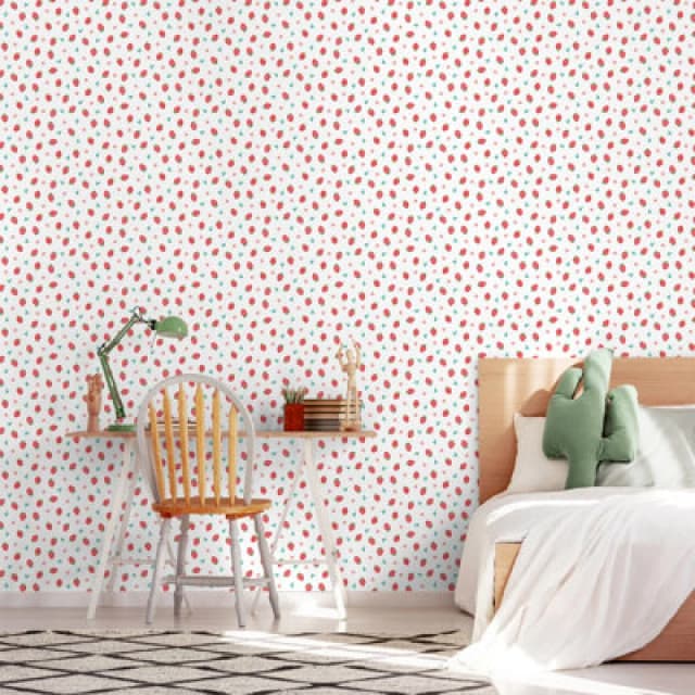 Hoopla Walls Strawberry Sprinkles Scarlet 10M Wallpaper