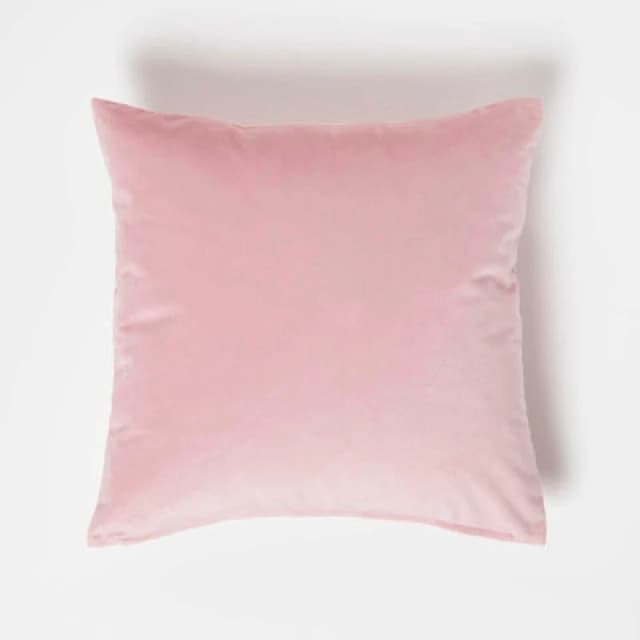 Homescapes Pink Velvet Cushion, 45 X 45 Cm