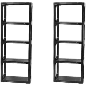 2 x 1.9m Heavy Duty Plastic 5 Tier Shelving Garage Storage Unit in Black