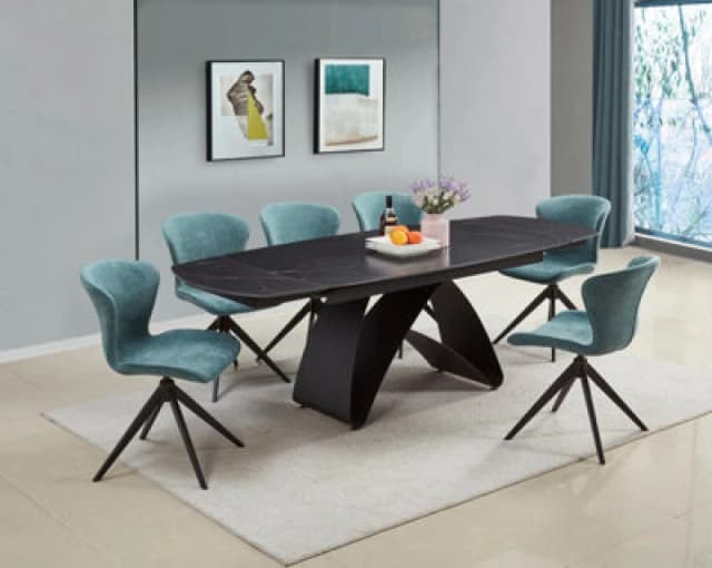Ds Living Maelis Black And Grey Intertwined Stone Ceramic Dining Room Table