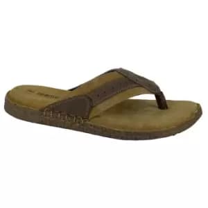 Roamers Mens Suede Flip Flops (6 UK) (Brown)