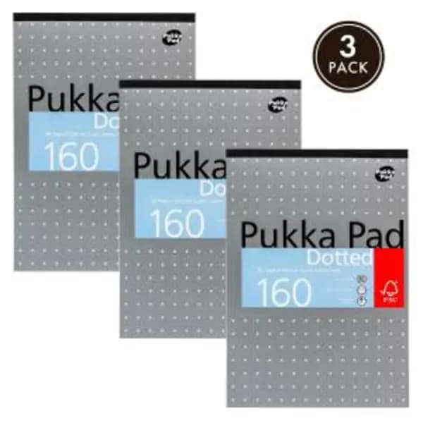 Pukka Pukka Pads Metallic Refill Pad Tape Headbound A4 5mm Dotted Grid 4 Hole Punched 160 Pages Green (Pack 3) - REFDOT REFDOT
