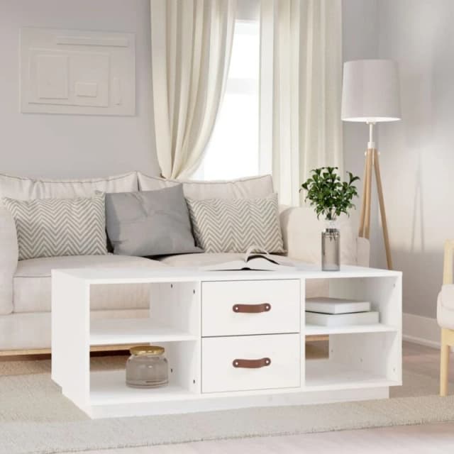 Vidaxl Coffee Table White 100X50X41cm Solid Wood Pine, White 818271