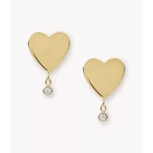 Fossil Womens Sutton Mommy And Me Gold-Tone Stainless Steel Heart Stud Earrings - Gold