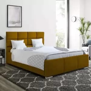 Gerali Bed Super King Plush Velvet Mustard