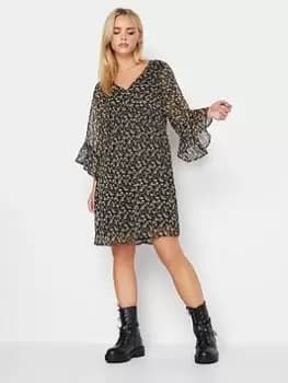 PixieGirl Petite Ditsy Chiffon Dress, Black, Size 12, Women