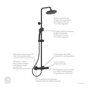 Ideal Standard Ceratherm T25 Exposed Thermostatic Shower System With Idealrain Ø200Mm Round Rainshower, Single Function Ø100Mm Handspray And 1.75M Hos