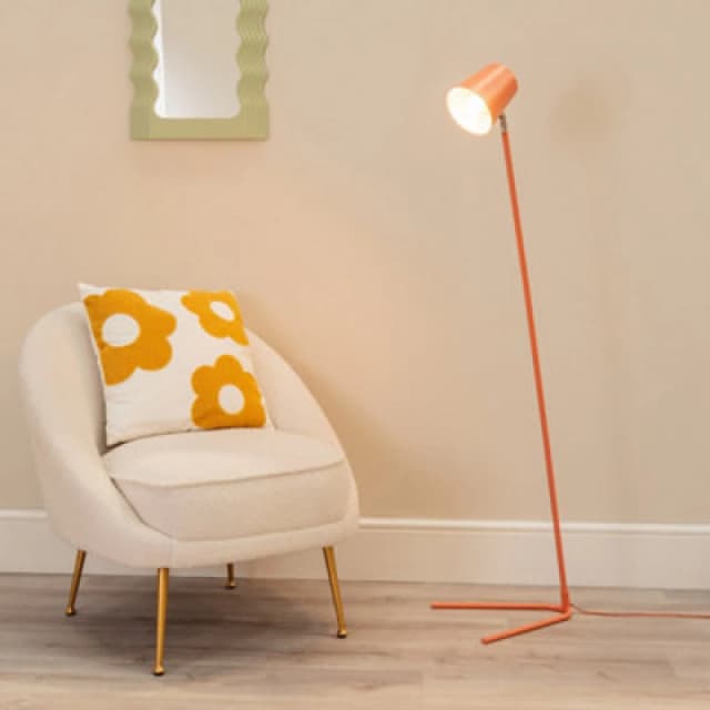 ValueLights Lark Metal Task Slimline Floor Lamp Pink