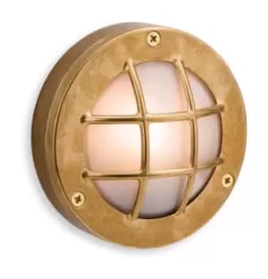 Nautic 1 Light Outdoor Wall, Flush Light Brass, Frosted Glass IP64, G9
