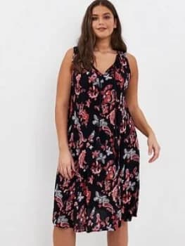 Evans Navy Paisley Short Dress, Navy, Size 16, Women