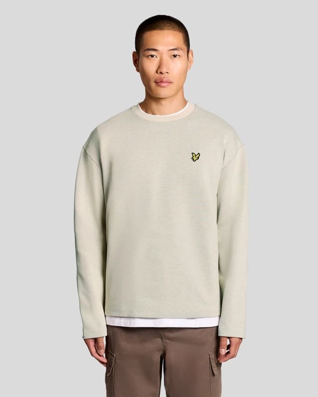 Lyle & Scott Mens Raised Jacquard Crew Neck Sweatshirt in White