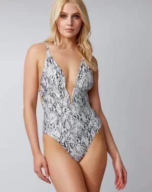 Boux Avenue Snake Print Plunge Swimsuit