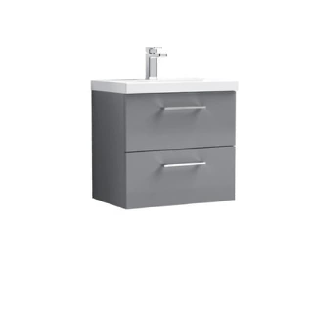 Arno Wall Mounted 2 Drawer Vanity Unit With Basin Satin Grey