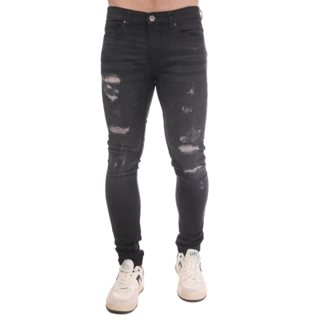 DFND London Roar Ripped Denim Jeans Black male 34W R