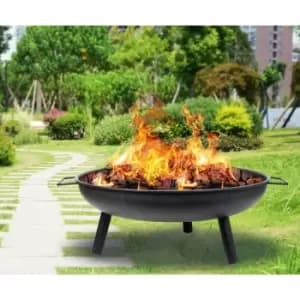 58cm Round Outdoor Garden Patio Heater Charcoal Log Wood Burner Durable Iron Fire Pit Bowl for Camping Picnic Heating - Schallen