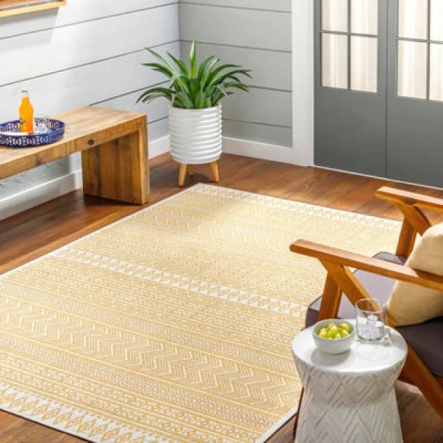 Livabliss In- & Outdoor Global Saffron/beige Mimi Area Rug 130 X 180 Cm - Easy To Clean, Perfect For Patio, Balcony, Kitchen Or Dining Room