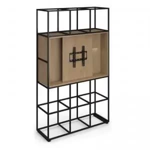 Flux modular storage triple frame with media unit in kendal oak with