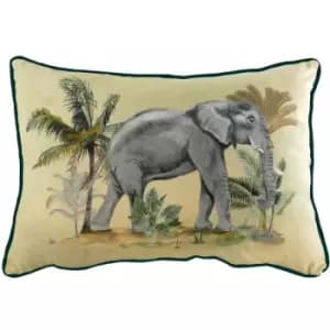 Evans Lichfield - Kiable Elephant Print Piped Edge Cushion Cover, Multi, 35 x 50 Cm