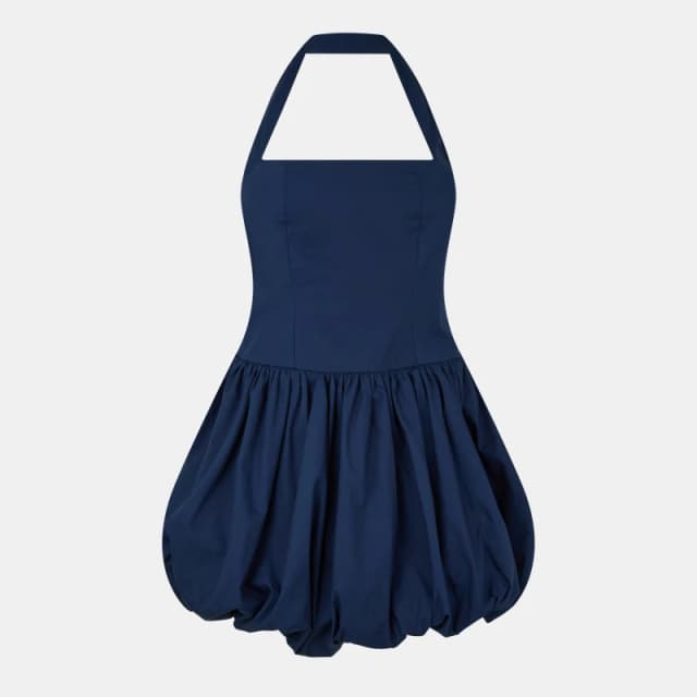 AmyLynn Womens Halter Puff Mini Dress Navy female 6 (XS)