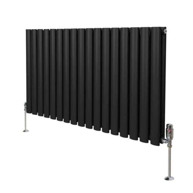 Monstershop Oval Column Radiator & Valves - 600mm x 1020mm - Black unisex