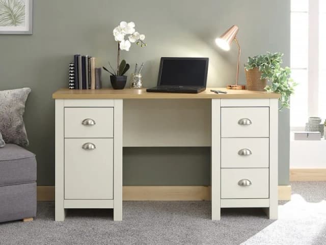 GFW Lancaster Cream and Oak 1 Door 4 Drawer Study Desk