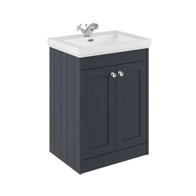 Balterley 600mm Floor Standing 2 Door Unit, Classic Basin 1 Tap Hole - Dark Grey Grey Unisex