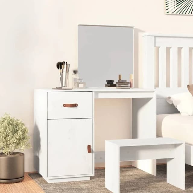 Vidaxl Dressing Table White 95X50X134cm Solid Wood Pine, White 820088