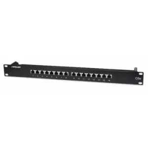 Intellinet Patch Panel Cat5e FTP 16-Port 1U Shielded 90 Top-Entry Punch Down Blocks Black