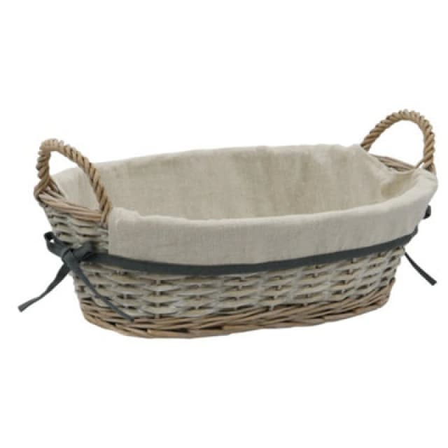 JVL Arianna Oval Willow Storage Baskets, Grey Wash Mid Grey