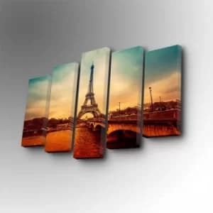 5PUC-093 Multicolor Decorative Canvas Painting (5 Pieces)
