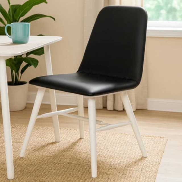 Premier Housewares Interiors by Premier Black Leather Effect Dining Chair With White Legs Black unisex