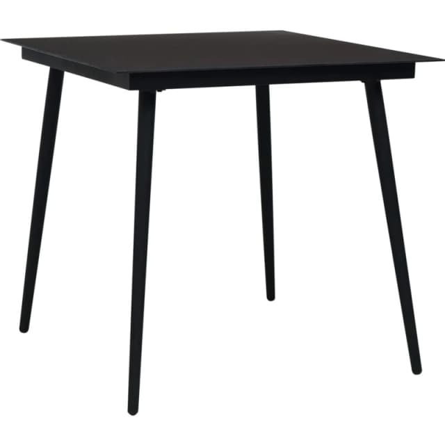 VIDAXL Garden Dining Table Black 80x80x74cm Steel and Glass vidaXL 8720286090190