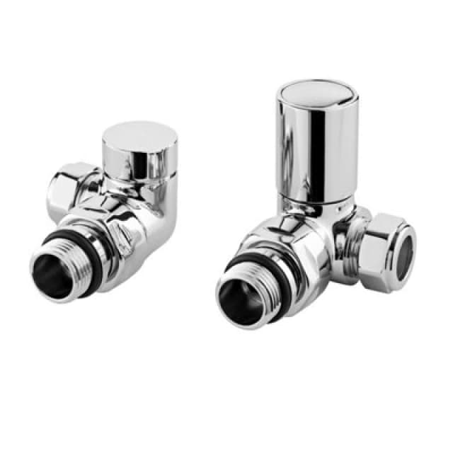 Balterley Corner Minimalist Round Radiator Valves Sold in Pairs Chrome Silver unisex