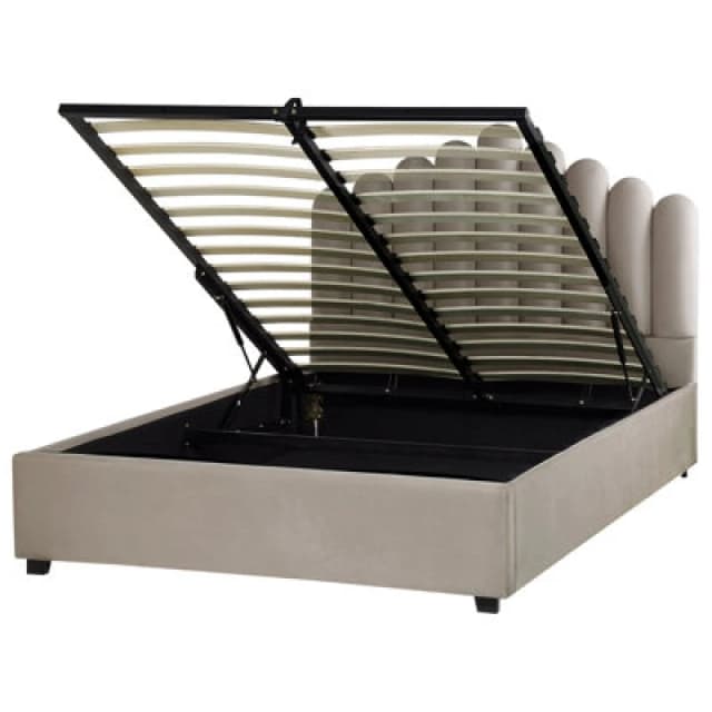Beliani Ottoman Bed Velvet Vincennes 140 X 200 Cm (Eu Double) Taupe