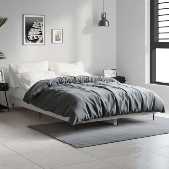 Vidaxl Bed Frame Grey Sonoma 120X190 Cm 4ft Small Double Engineered Wood, Grey 832299