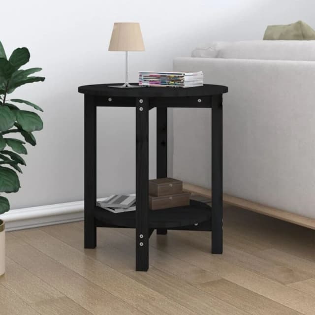 Vidaxl Coffee Table Black Ø 55X60 Cm Solid Wood Pine, Black 822356