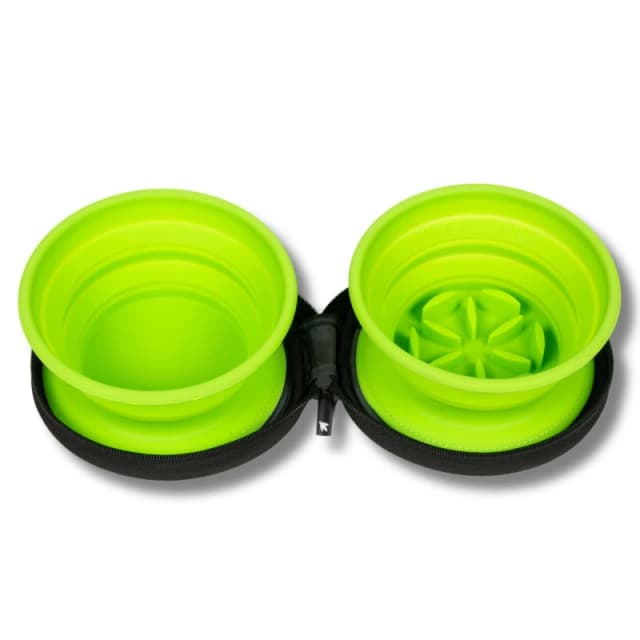 Kiwi Walker Double Travel Bowl With Slow Feeder Green unisex One Size