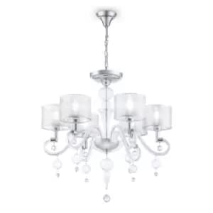Bubble Dreams Chandelier Chrome with Faric Shades, 6 Light, E14