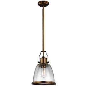 1 Light Medium Dome Ceiling Pendant Brass, E27