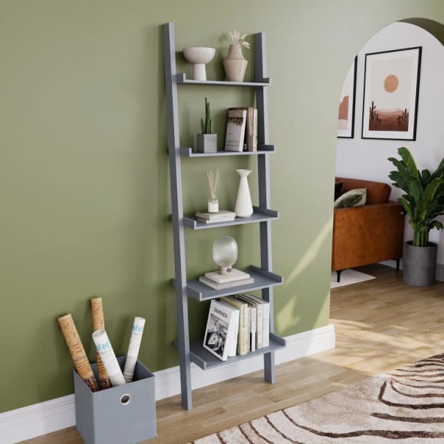 Lassic Vida Designs York 5 Tier Ladder Bookcase Grey unisex 5 Tier