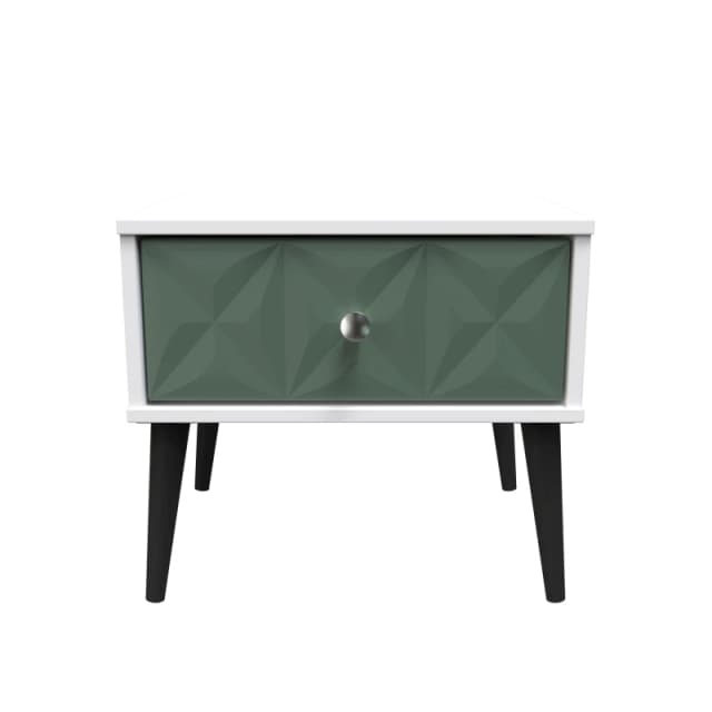 Toledo 1 Drawer Bedside In Labrador Green & White (Ready Assembled)