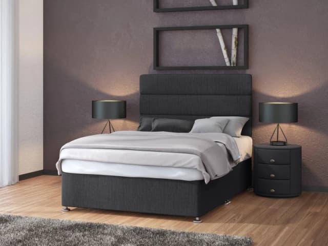 Bedmaster Bedmaster Linen 2 Drawer Divan Base And Headboard in Charcoal Size: Double Charcoal Double Unisex 9501549726228