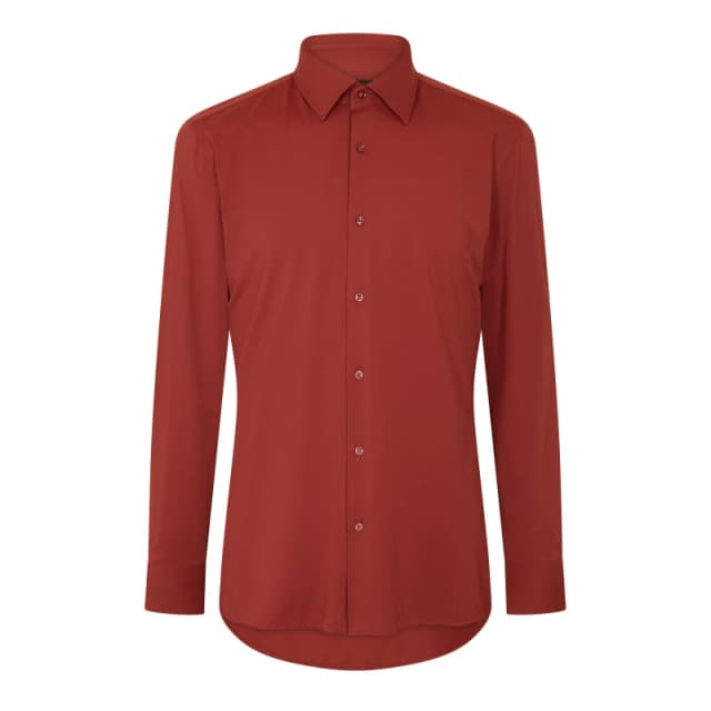 Boss Mens P Hank Kent Long Sleeve Oxford Shirt Open Brown male M