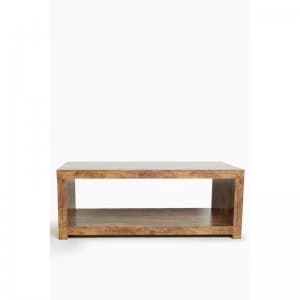Mango Wood-Effect Coffee Table with Shelf